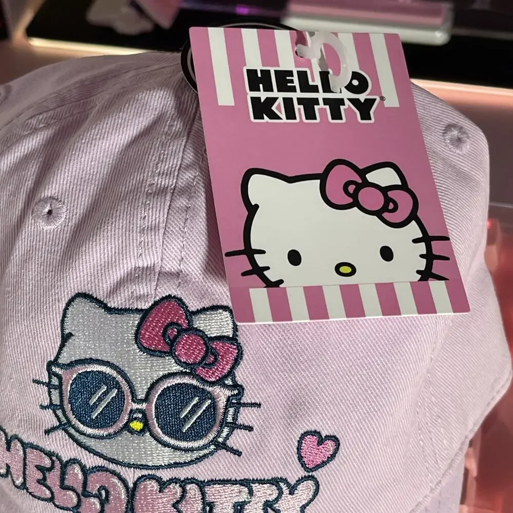 Hello Kitty Baseball Cap Pink Sunglasses Embroidered Adjustable 2024 Sanrio